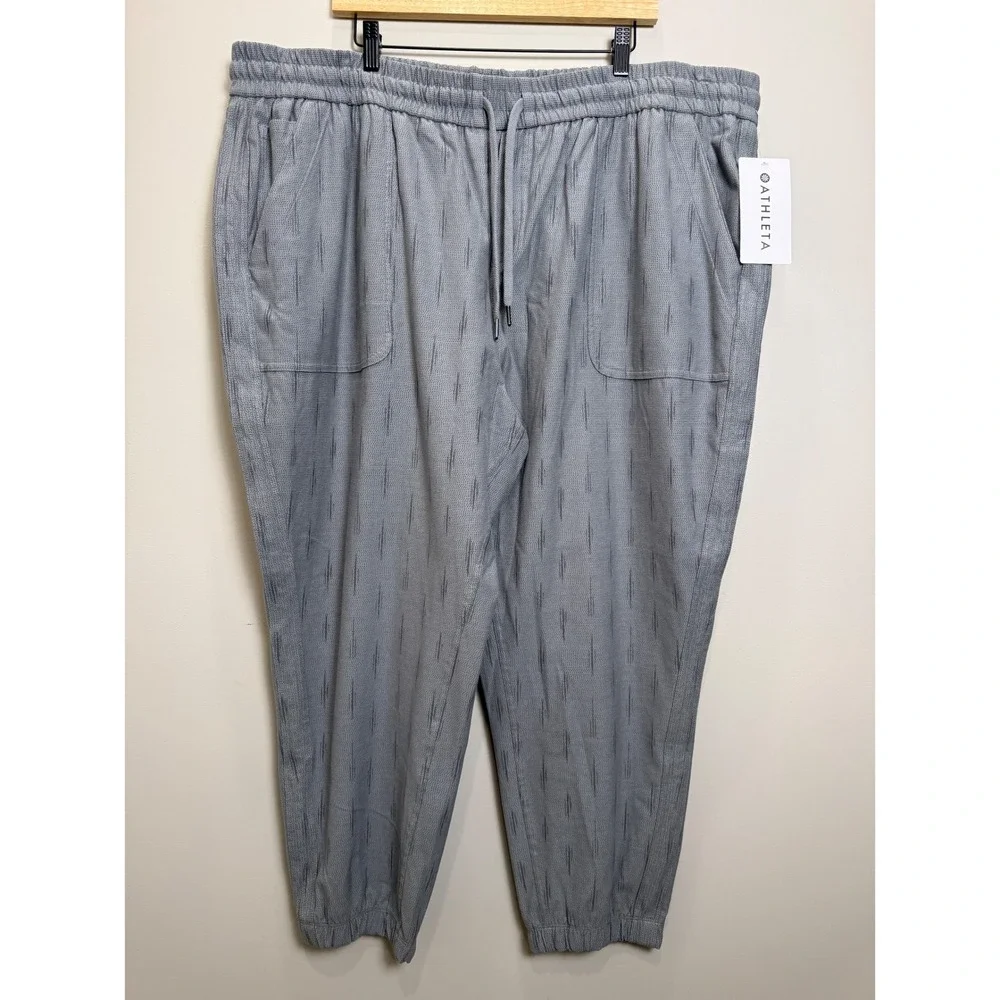 NWT Athleta Womens 26 Farallon‎ Printed Jogger Pants Gray Dot Print Plus Stretch